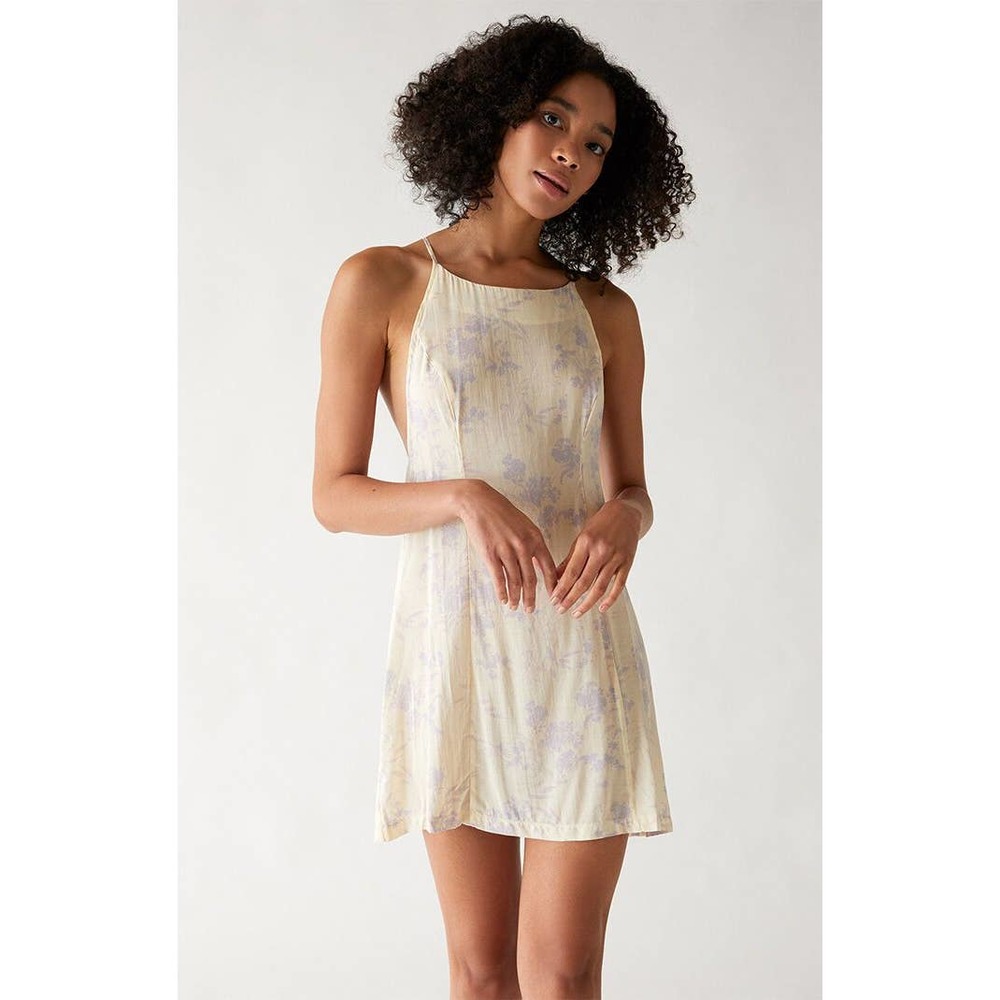 NWT Free People In Control Cream Floral Strappy Back Mini Dress Large